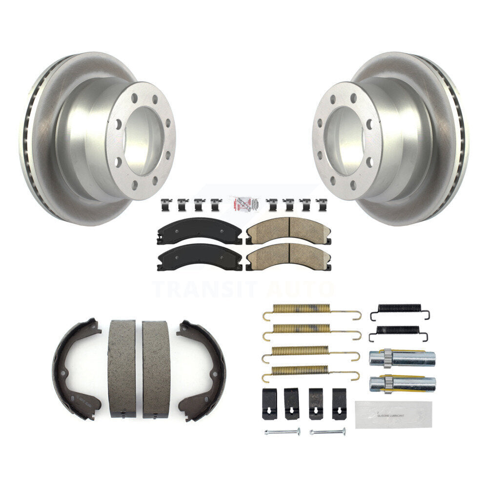 Rear Disc Coated Rotors Ceramic Pads Parking Shoes Hardware Kit For Chevrolet Express GMC KGA-106956