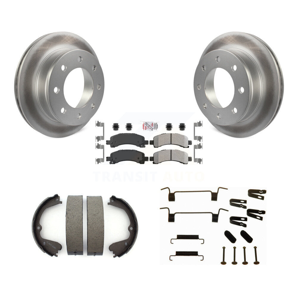 Rear Disc Coated Rotors Semi-Metallic Pads Parking Shoes Hardware Kit For GMC Savana 3500 KGA-106967