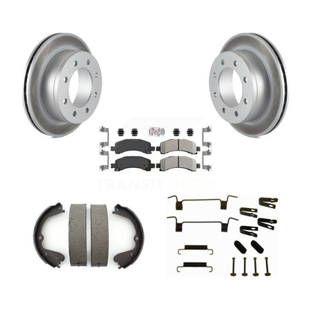 Rear Disc Coated Rotors Semi-Metallic Pads Parking Shoes Hardware Kit For GMC Savana 3500 KGA-106969
