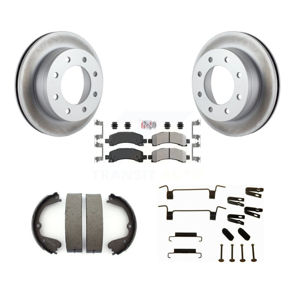 Rear Disc Coated Rotors Semi-Metallic Pads Parking Shoes Hardware Kit For GMC Savana 3500 KGA-106971