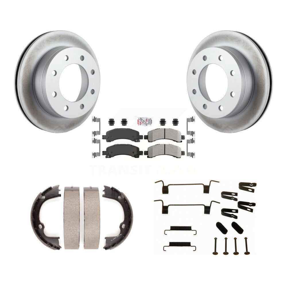 Rear Disc Coated Rotors Semi-Metallic Pads Parking Shoes Hardware Kit For Chevrolet 2500 KGA-106973