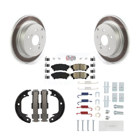 Rear Disc Coated Rotors Ceramic Pads Parking Shoes Hardware Kit For Toyota Prius V Mirai KGA-106975