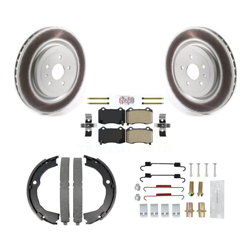 Rear Disc Coated Rotors Semi-Metallic Pads Parking Shoes & Hardware Kit For Chevrolet CTS KGA-106976