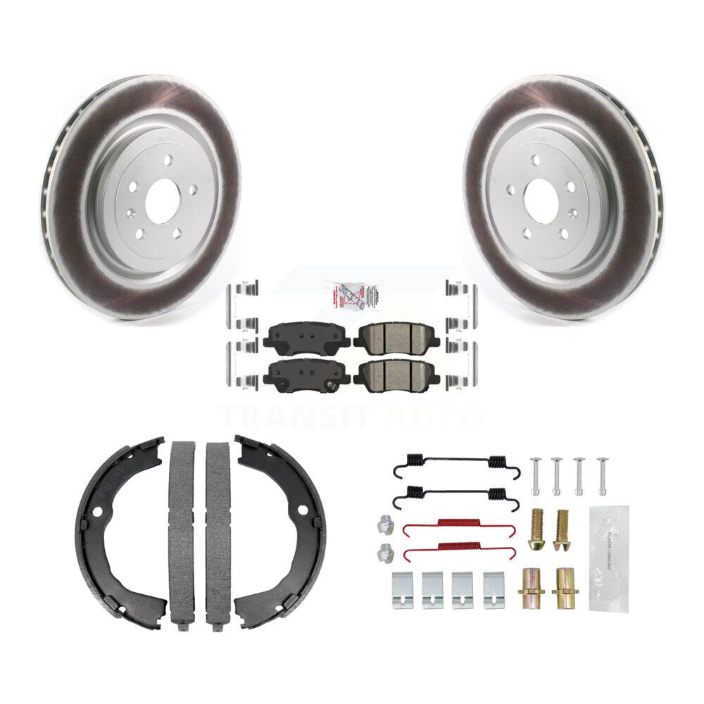 Rear Disc Coated Rotors Ceramic Pads Parking Brake Shoes & Hardware Kit For Cadillac CTS KGA-106981