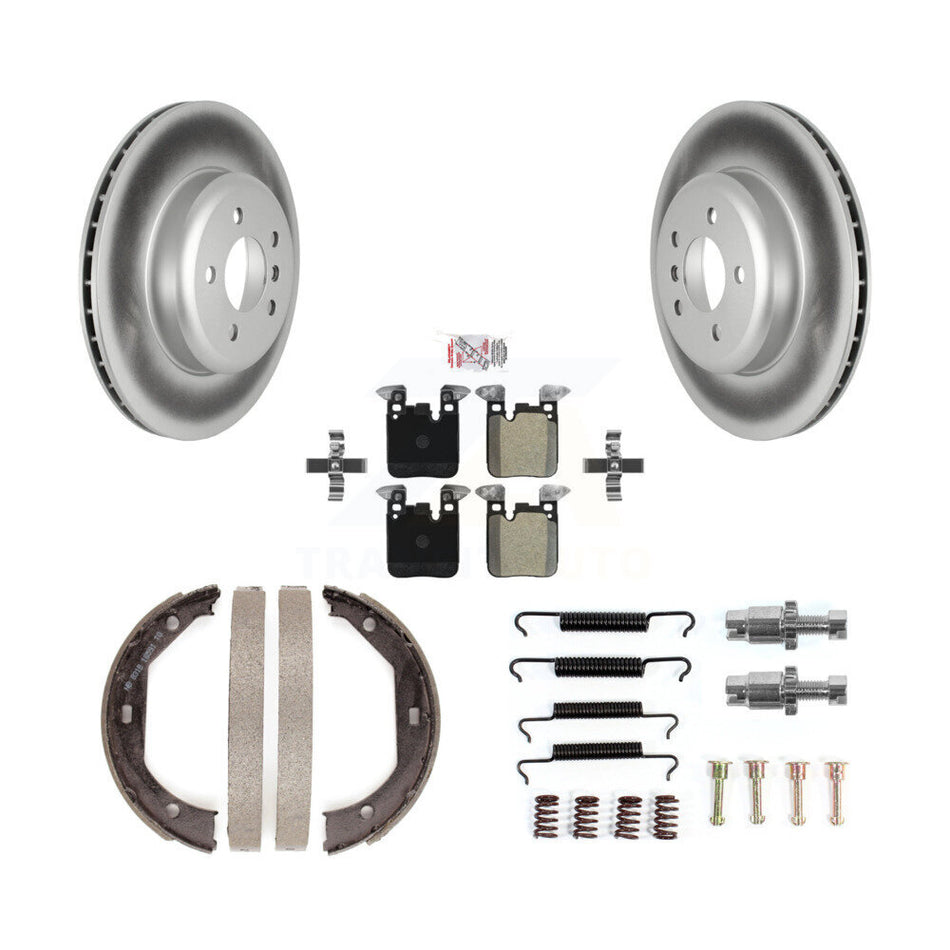 Rear Disc Coated Rotors Semi-Metallic Pads Parking Shoes Hardware Kit For BMW 328i xDrive KGA-106992