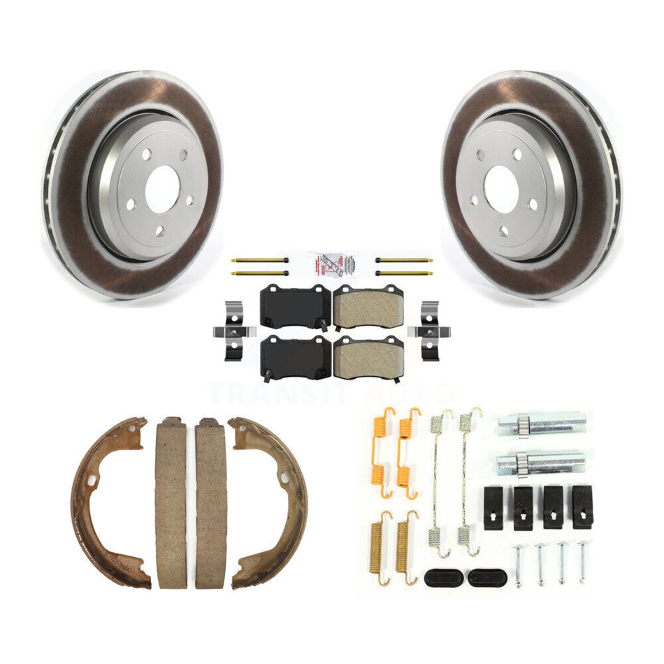 Rear Disc Coated Rotors Semi-Metallic Pads Parking Shoes And Hardware Kit For Jeep Grand KGA-106999