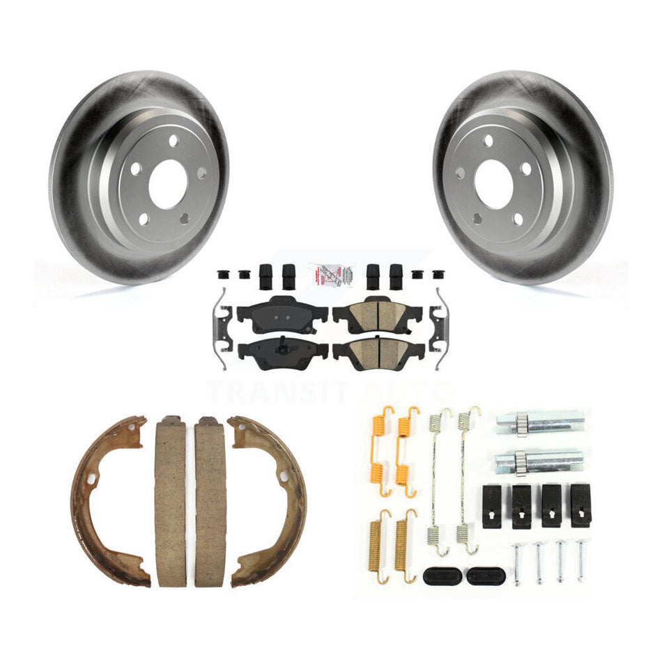 Rear Disc Coated Rotors Ceramic Pads Parking Shoes & Hardware Kit For Dodge Durango Jeep KGA-107002
