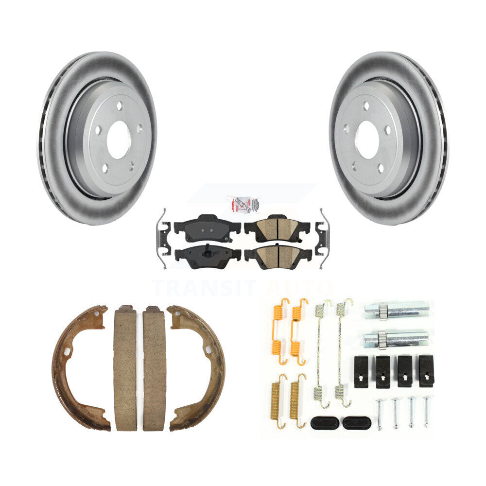 Rear Disc Coated Rotors Ceramic Pads Parking Shoes & Hardware Kit For Jeep Grand Cherokee KGA-107003