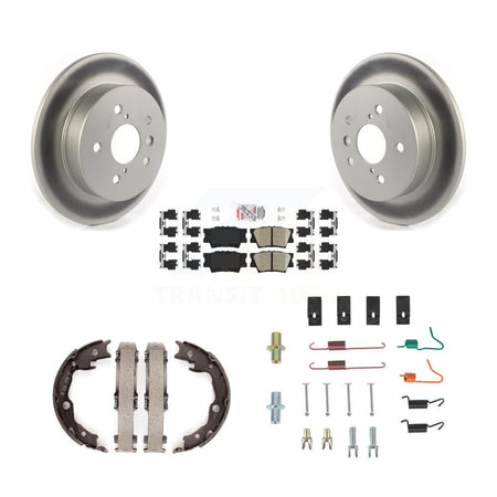 Rear Disc Coated Rotors Ceramic Pads Parking Brake Shoes & Hardware Kit For Toyota Camry KGA-107009