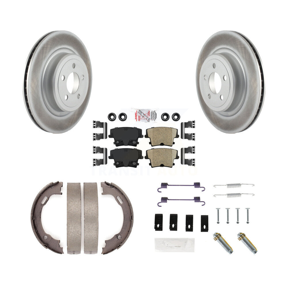 Rear Disc Coated Rotors Ceramic Pads Parking Shoes Hardware Kit For Dodge Charger Magnum KGA-107021