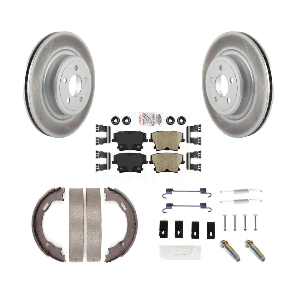 Rear Disc Coated Rotors Ceramic Pads Parking Shoes Hardware Kit For Dodge Charger Magnum KGA-107021