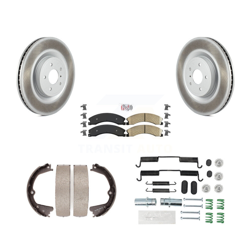 Rear Disc Coated Rotors Ceramic Pads Parking Shoes Hardware Kit For Nissan NV2500 NV3500 KGA-107030