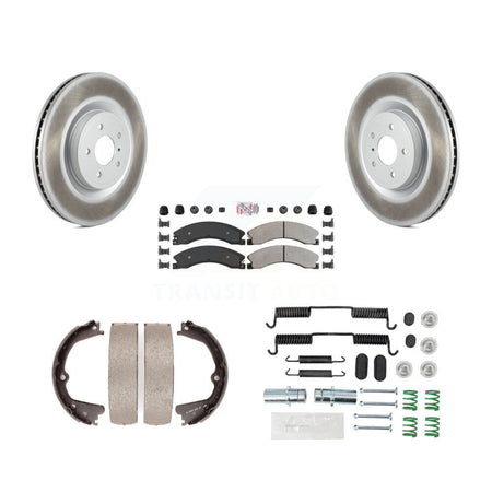 Rear Disc Coated Rotors Semi-Metallic Pads Parking Shoes & Hardware Kit For Nissan NV2500 KGA-107031