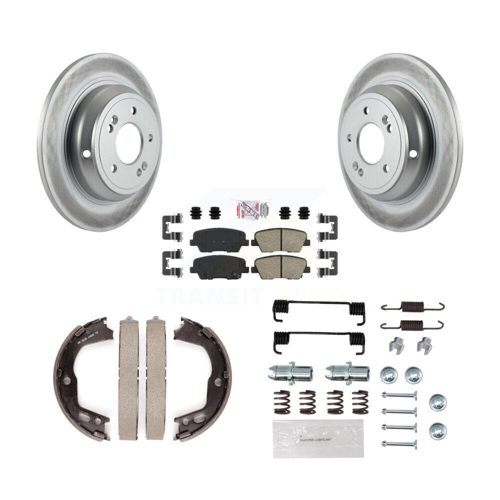 Rear Disc Coated Rotors Ceramic Pads Parking Brake Shoes Hardware Kit For Hyundai Genesis KGA-107041