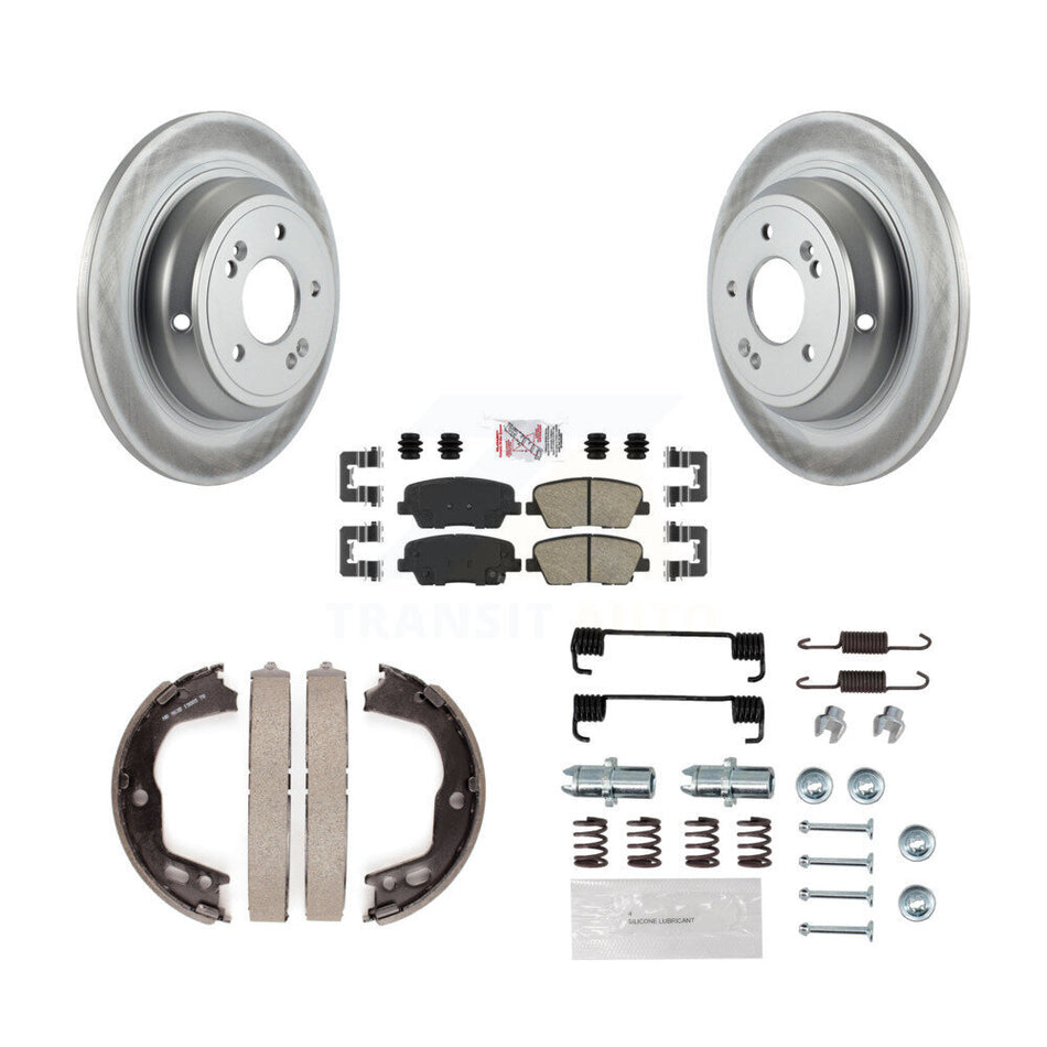 Rear Disc Coated Rotors Ceramic Pads Parking Brake Shoes Hardware Kit For Hyundai Genesis KGA-107041