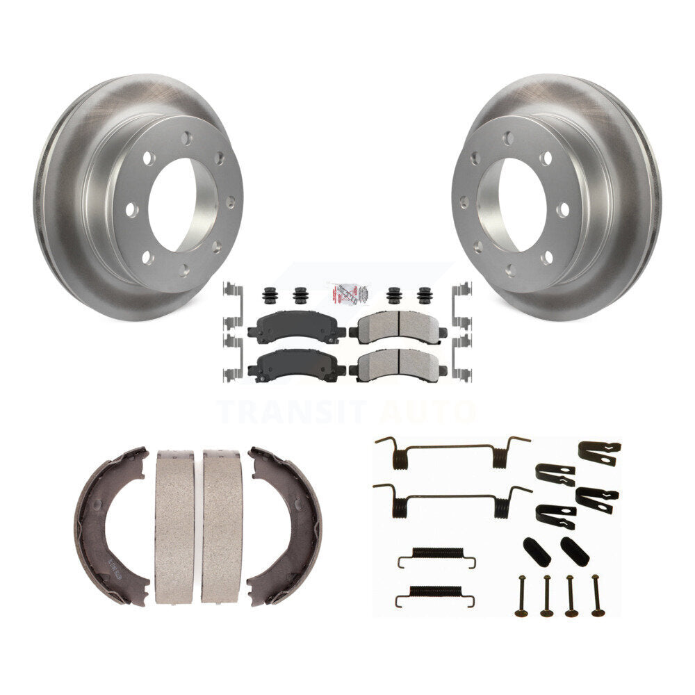 Rear Disc Coated Rotors Semi-Metallic Pads Parking Shoes Hardware Kit For Chevrolet 3500 KGA-107045