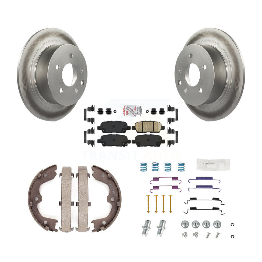 Rear Disc Coated Rotors Ceramic Pads Parking Brake Shoes & Hardware Kit For Nissan Altima KGA-107054