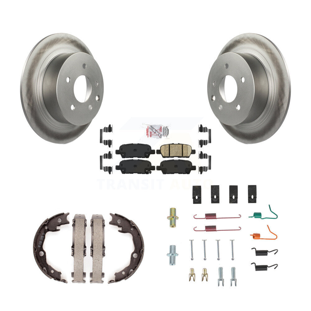 Rear Disc Coated Rotors Ceramic Pads Parking Shoes & Hardware Kit For Nissan Sentra Juke KGA-107055