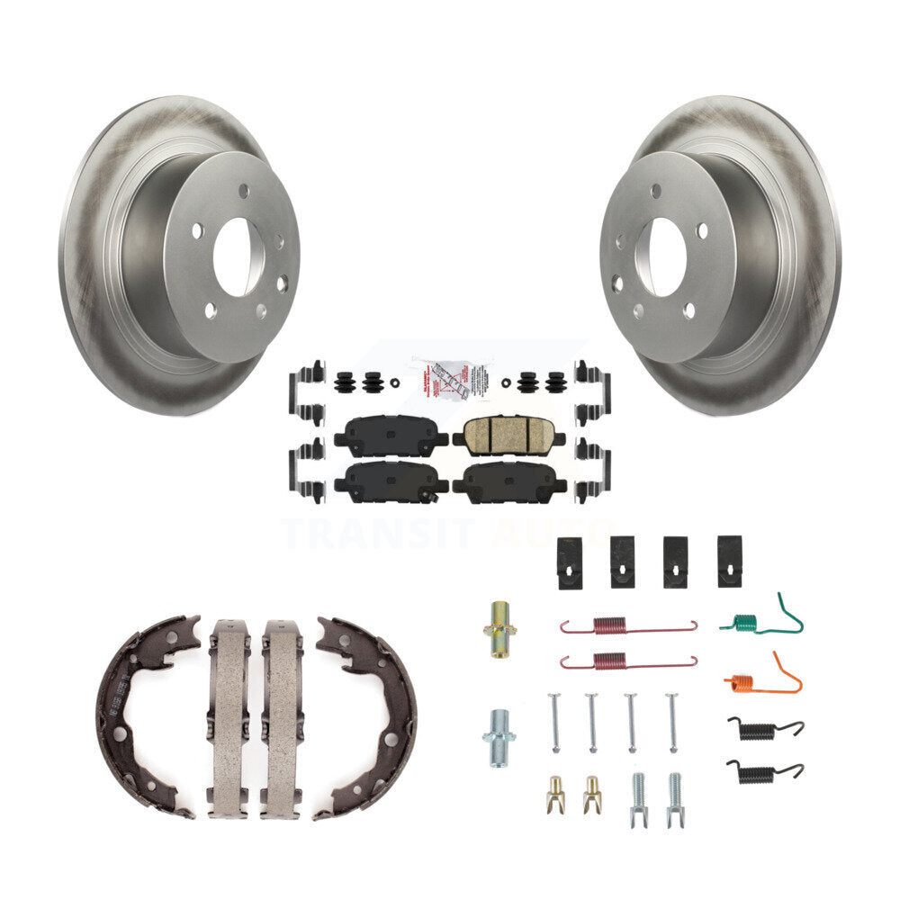 Rear Disc Coated Rotors Ceramic Pads Parking Shoes & Hardware Kit For Nissan Sentra Juke KGA-107056