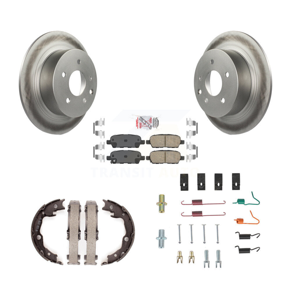 Rear Disc Coated Rotors Ceramic Pads Parking Brake Shoes & Hardware Kit For Nissan Sentra KGA-107058