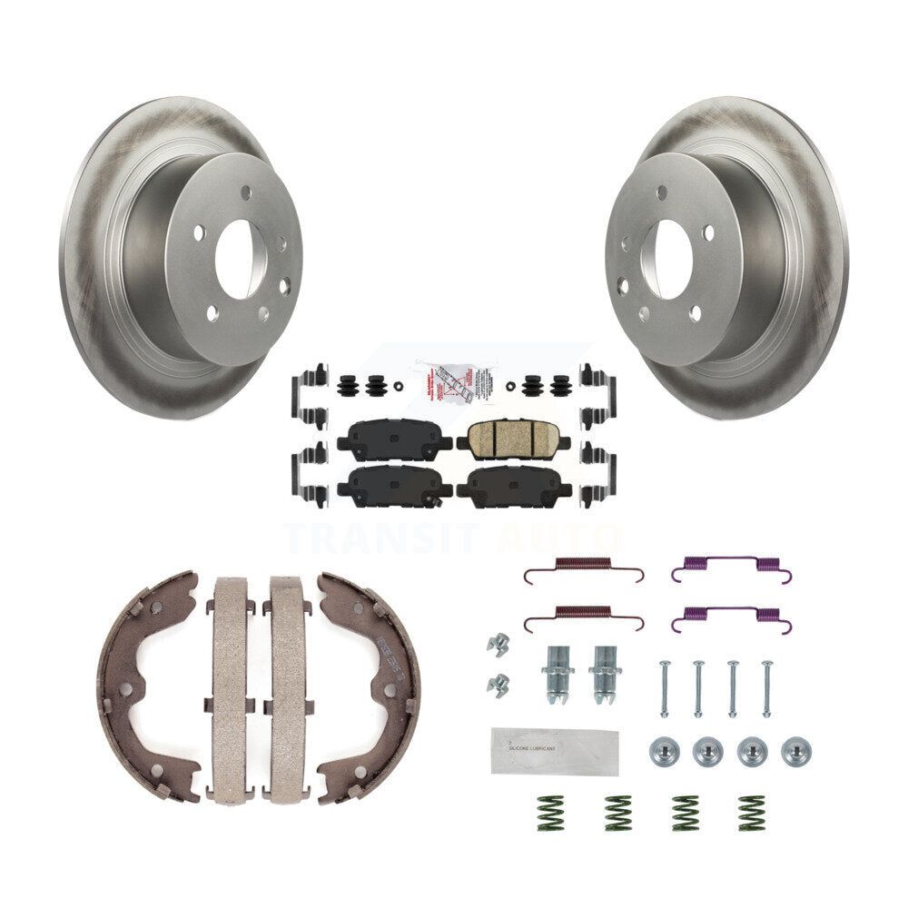 Rear Disc Coated Rotors Ceramic Pads Parking Shoes Hardware Kit For Nissan Altima Maxima KGA-107060