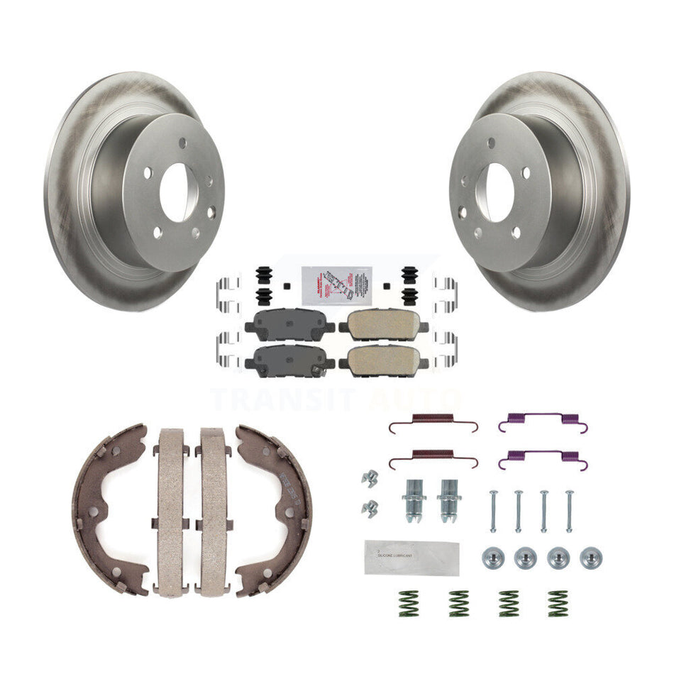 Rear Disc Coated Rotors Ceramic Pads Parking Shoes Hardware Kit For Nissan Altima Maxima KGA-107064