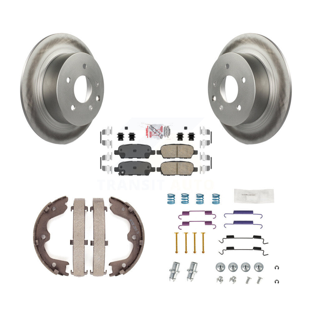 Rear Disc Coated Rotors Ceramic Pads Parking Shoes & Hardware Kit For 07-09 Nissan Altima KGA-107065