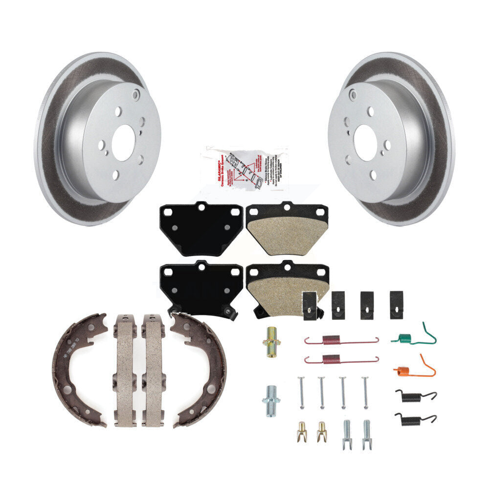 Rear Disc Coated Rotors Semi-Metallic Pads Parking Shoes Hardware Kit For Toyota Corolla KGA-107069