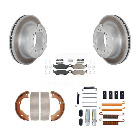 Rear Disc Coated Rotors Semi-Metallic Pads Parking Shoes Hardware Kit For Ford F-450 Duty KGA-107074