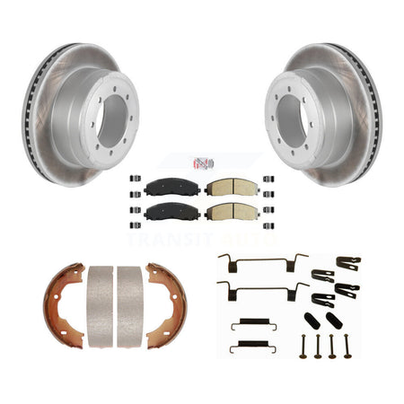 Rear Disc Coated Rotors Semi-Metallic Pads Parking Brake Shoes And Hardware Kit For KGA-107078