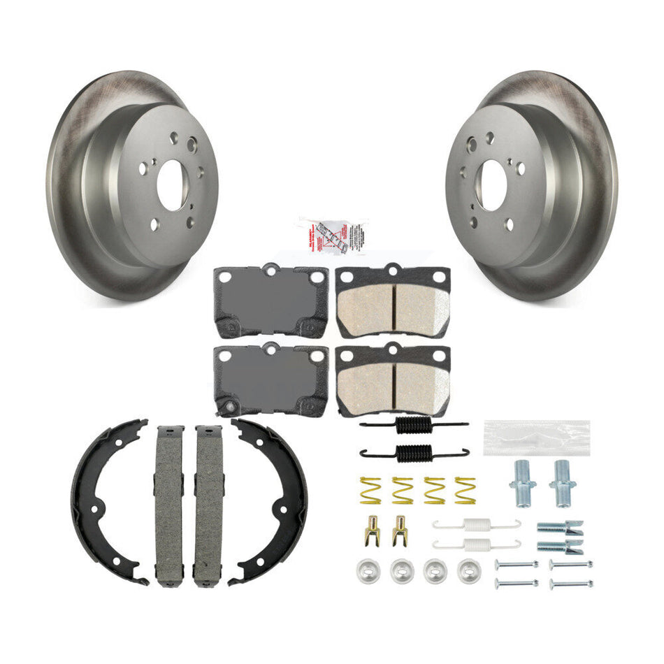 Rear Disc Coated Rotors Ceramic Pads Parking Brake Shoes And Hardware Kit For Lexus IS250 KGA-107081