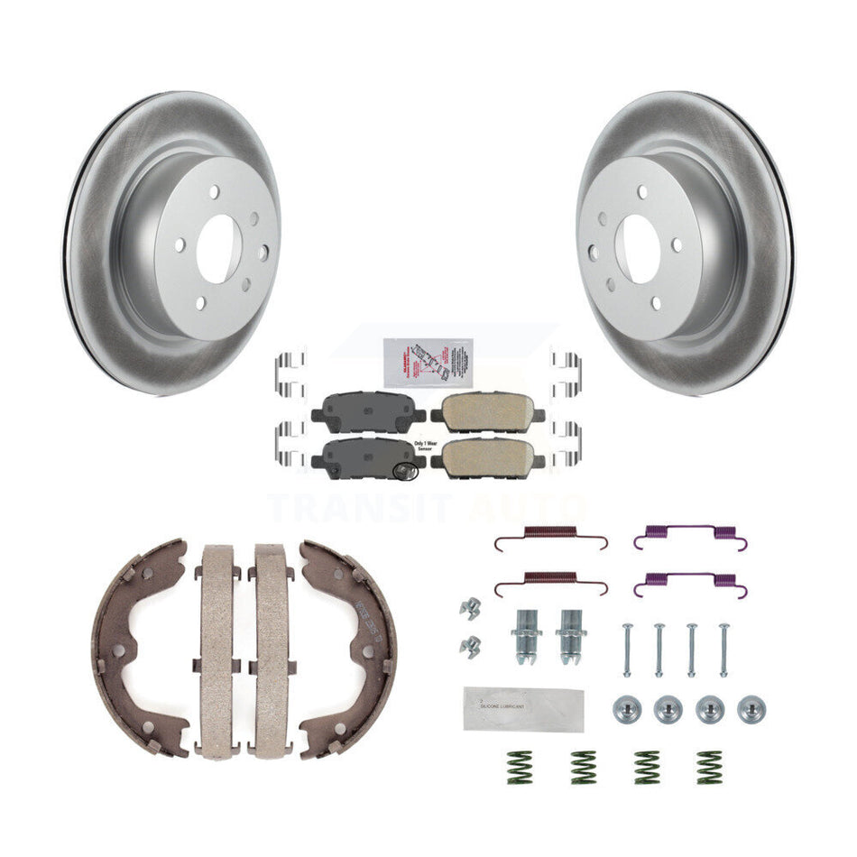Rear Disc Coated Rotors Ceramic Pads Parking Shoes & Hardware Kit For INFINITI Nissan G37 KGA-107087