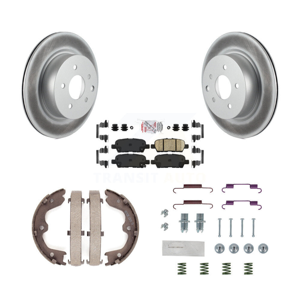 Rear Disc Coated Rotors Ceramic Pads Parking Shoes & Hardware Kit For INFINITI Nissan G37 KGA-107091
