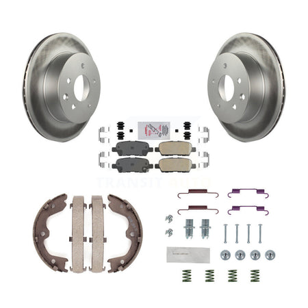 Rear Disc Coated Rotors Ceramic Pads Parking Shoes & Hardware Kit For INFINITI G35 Nissan KGA-107095