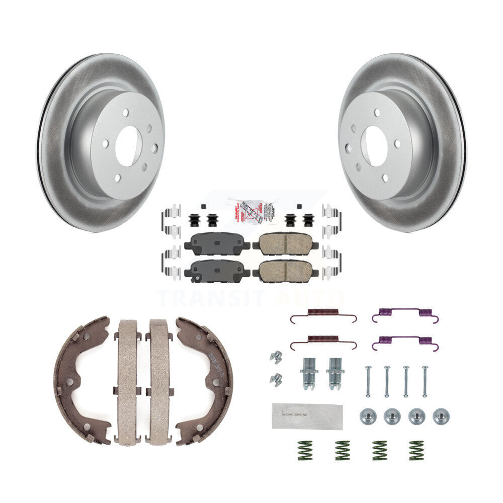 Rear Disc Coated Rotors Ceramic Pads Parking Shoes Hardware Kit For INFINITI EX35 M35 M45 KGA-107096