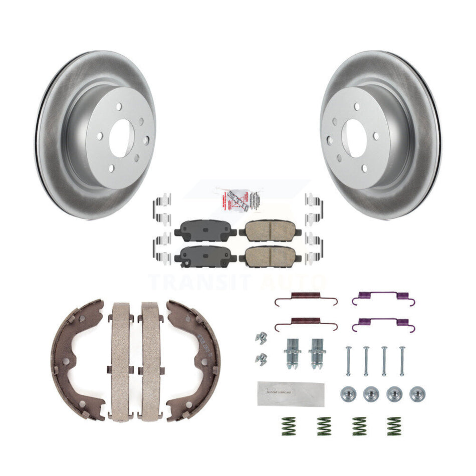 Rear Disc Coated Rotors Ceramic Pads Parking Shoes Hardware Kit For INFINITI EX35 M35 M45 KGA-107097
