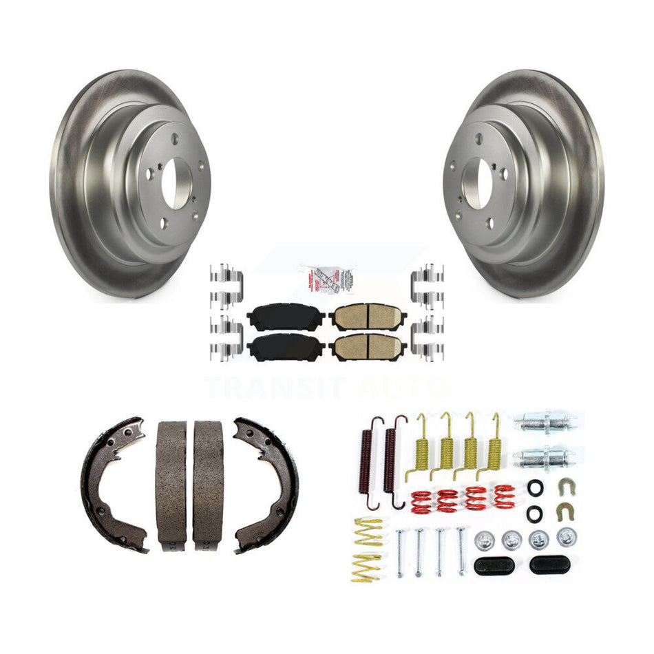 Rear Disc Coated Rotors Ceramic Pads Parking Shoes & Hardware Kit For Subaru Impreza Saab KGA-107099