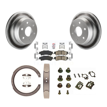 Rear Disc Coated Rotors Ceramic Pads Parking Shoes & Hardware Kit For Chevrolet GMC 1500 KGA-107127