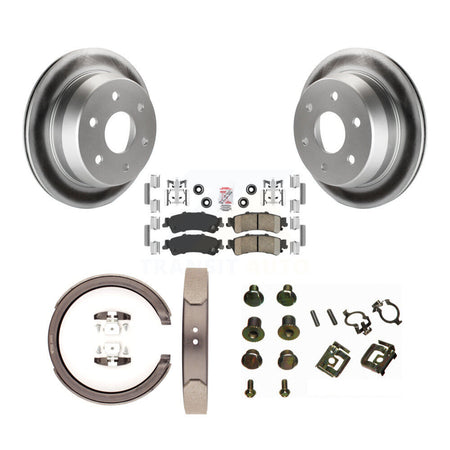 Rear Disc Coated Rotors Ceramic Pads Parking Shoes & Hardware Kit For Chevrolet GMC 1500 KGA-107129