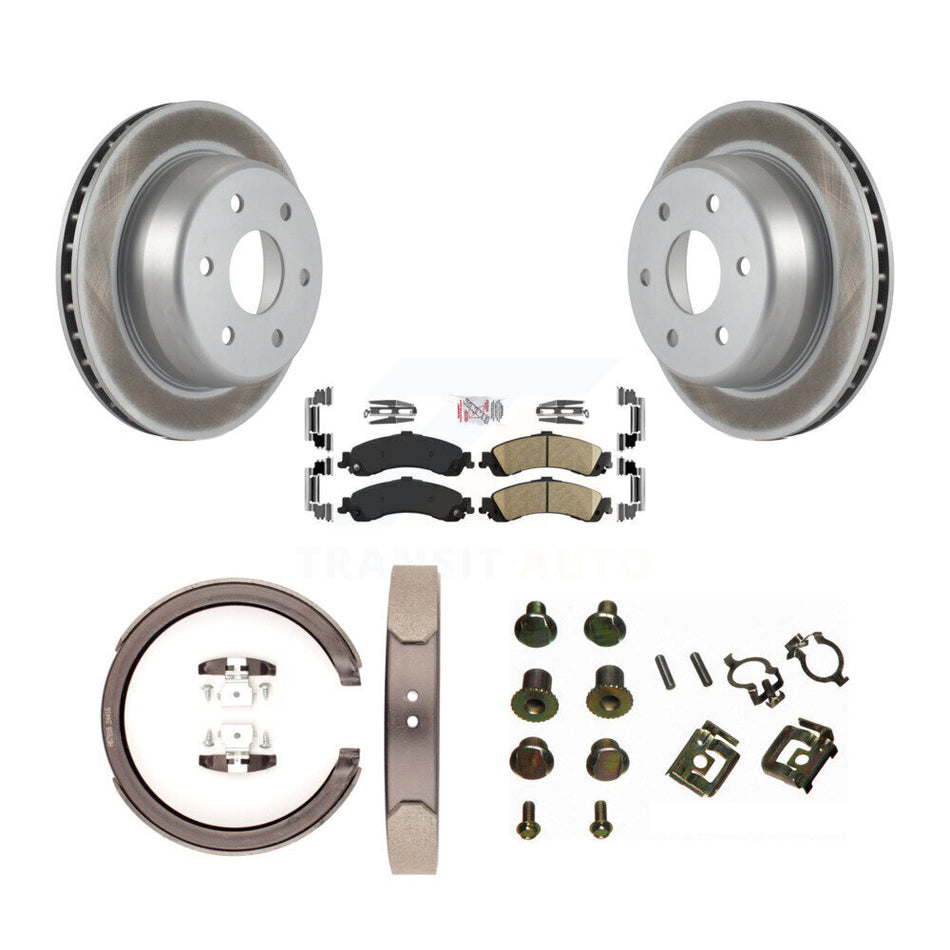 Rear Disc Coated Rotors Ceramic Pads Parking Shoes & Hardware Kit For Chevrolet Silverado KGA-107137