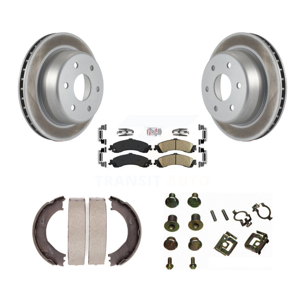 Rear Disc Coated Rotors Ceramic Pads Parking Shoes & Hardware Kit For Chevrolet Silverado KGA-107141
