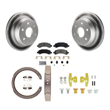 Rear Disc Coated Rotors Semi-Metallic Pads Parking Shoes Hardware Kit For Chevrolet 1500 KGA-107143