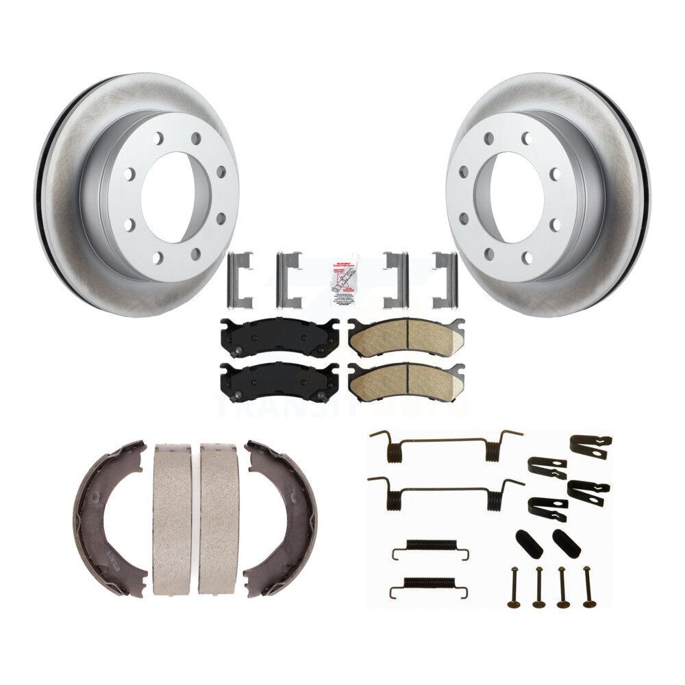 Rear Disc Coated Rotors Ceramic Pads Parking Shoes & Hardware Kit For Chevrolet Silverado KGA-107148
