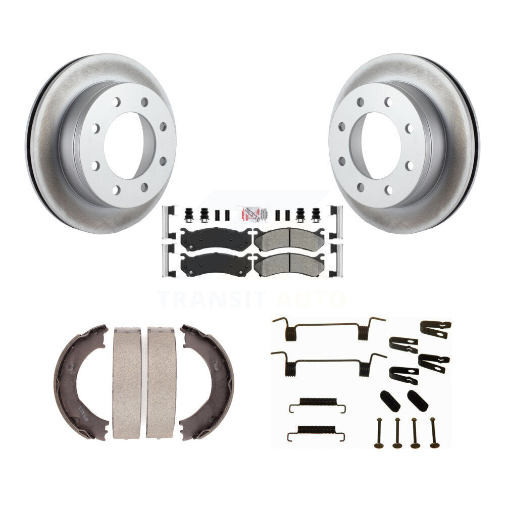 Rear Disc Coated Rotors Semi-Metallic Pads Parking Shoes Hardware Kit For Chevrolet 2500 KGA-107149