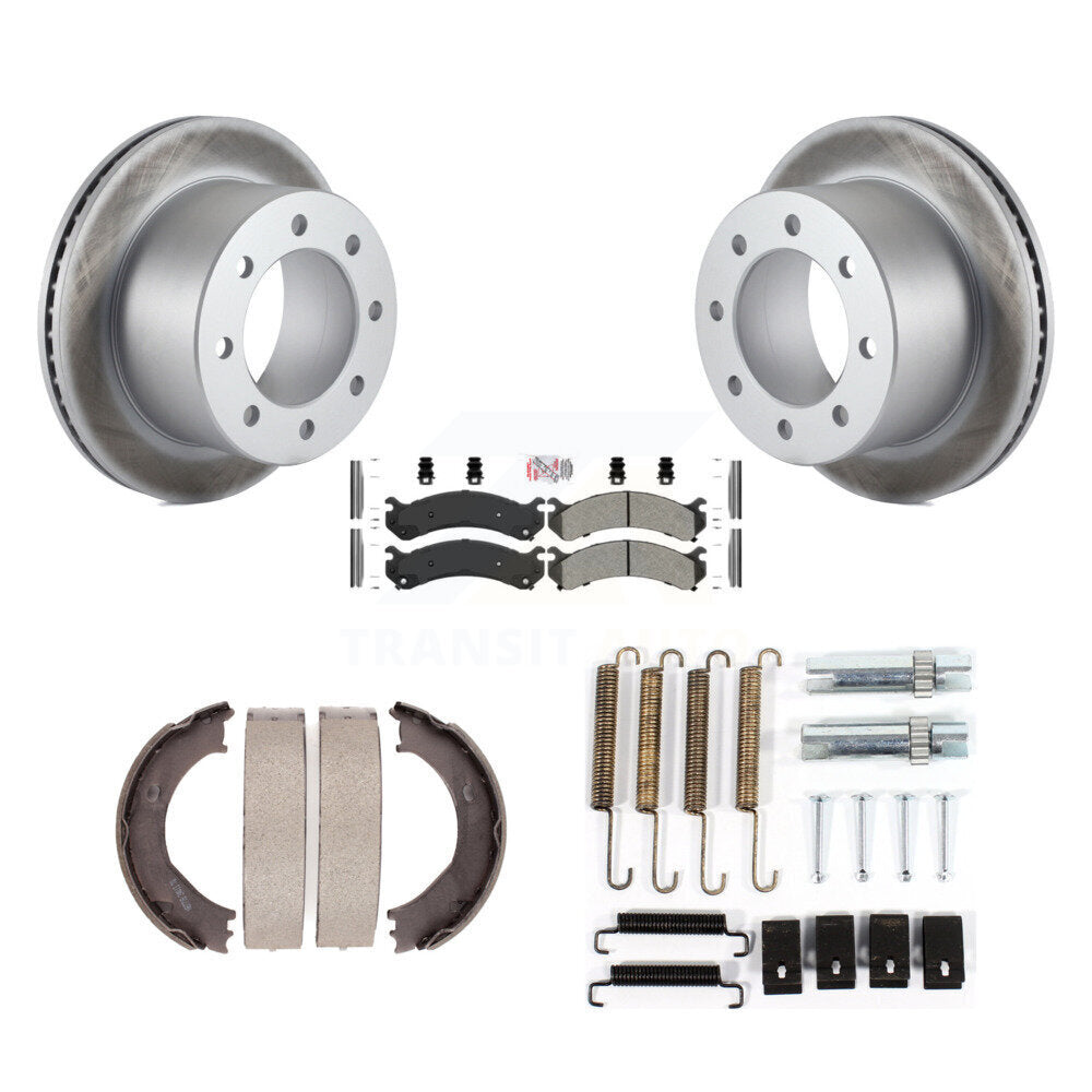 Rear Disc Coated Rotors Semi-Metallic Pads Parking Shoes Hardware Kit For Chevrolet 3500 KGA-107172
