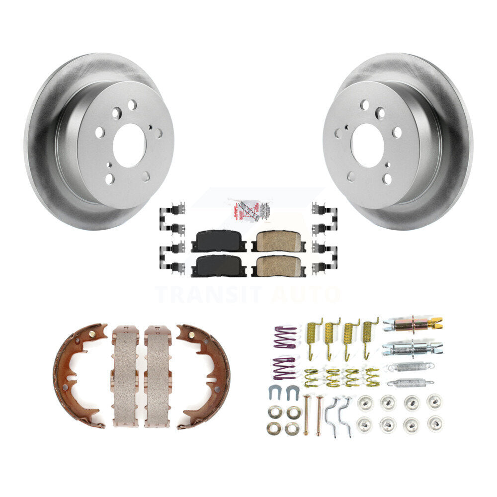 Rear Disc Coated Rotors Ceramic Pads Parking Shoes & Hardware Kit For Toyota Camry Lexus KGA-107188