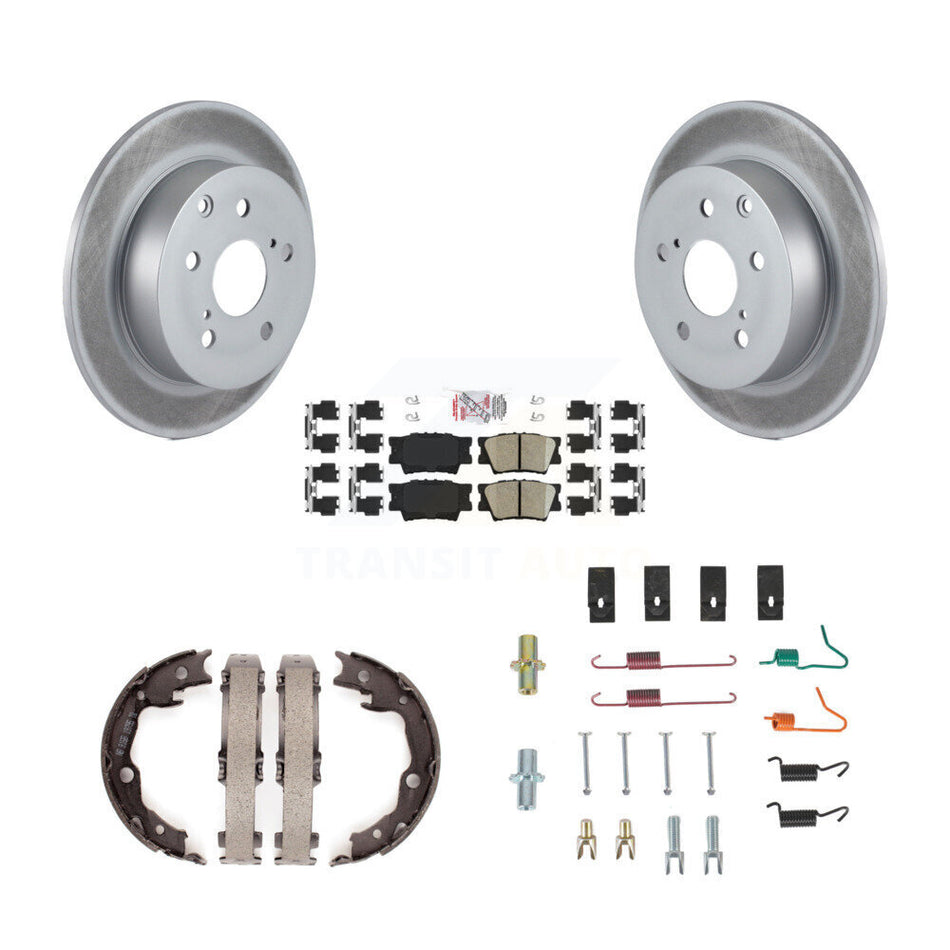Rear Disc Coated Rotors Ceramic Pads Parking Shoes Hardware Kit For Toyota Matrix Pontiac KGA-107191