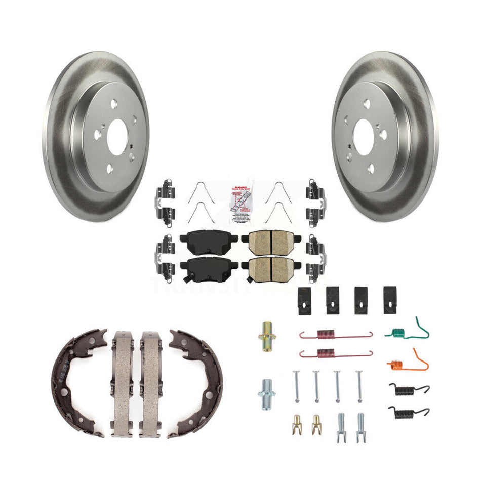 Rear Disc Coated Rotors Ceramic Pads Parking Shoes Hardware Kit For Toyota Matrix Pontiac KGA-107192