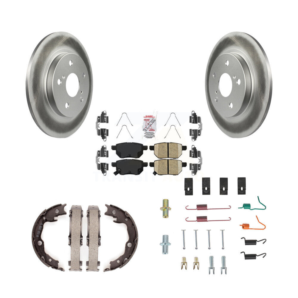 Rear Disc Coated Rotors Ceramic Pads Parking Shoes Hardware Kit For Toyota Matrix Pontiac KGA-107194