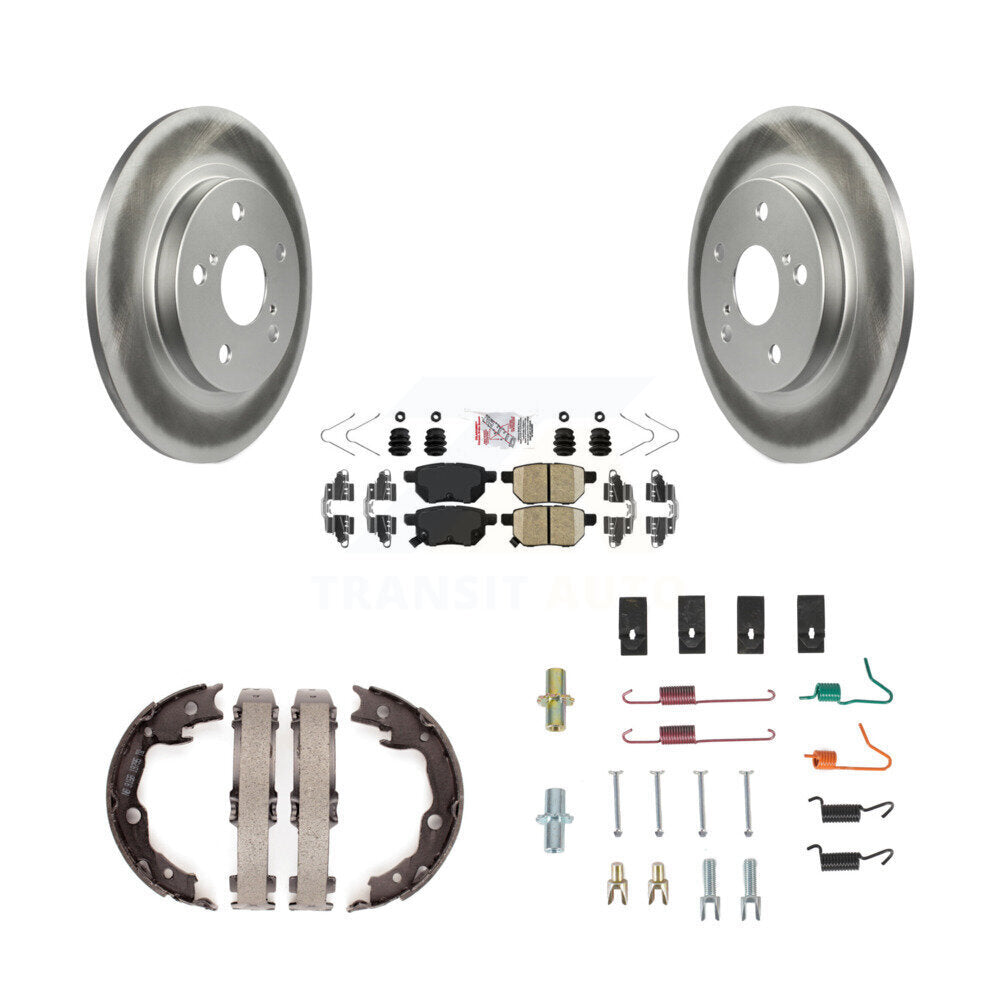 Rear Disc Coated Rotors Ceramic Pads Parking Shoes Hardware Kit For Toyota Matrix Pontiac KGA-107195